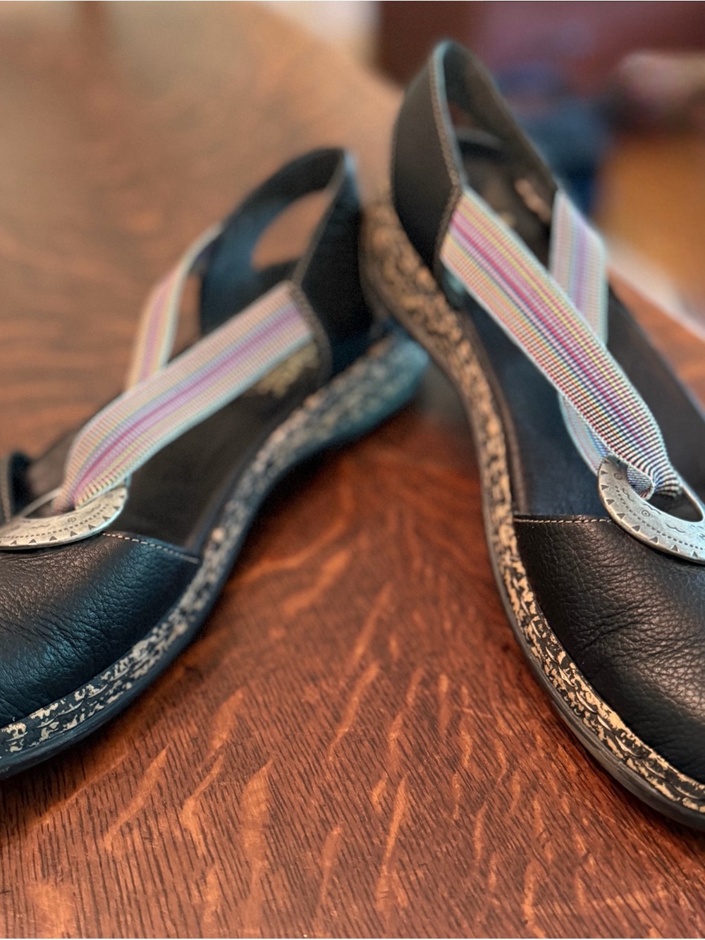 Rieker Leather Slingback Slip-On Wedge Sandals Black Women's EU 40 US 9